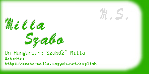 milla szabo business card